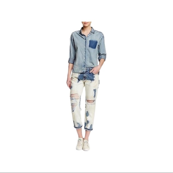 NWT CURRENT/ELLIOTT the vintage cropped straight dirty bleached jeans (J… - Picture 4 of 12